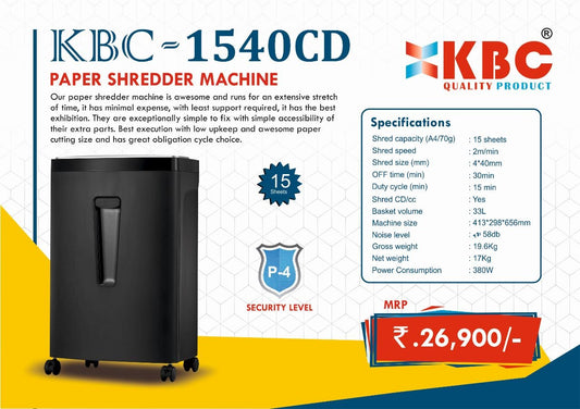 Heavy Duty Cross Cut Paper Shredder Model 1540CD